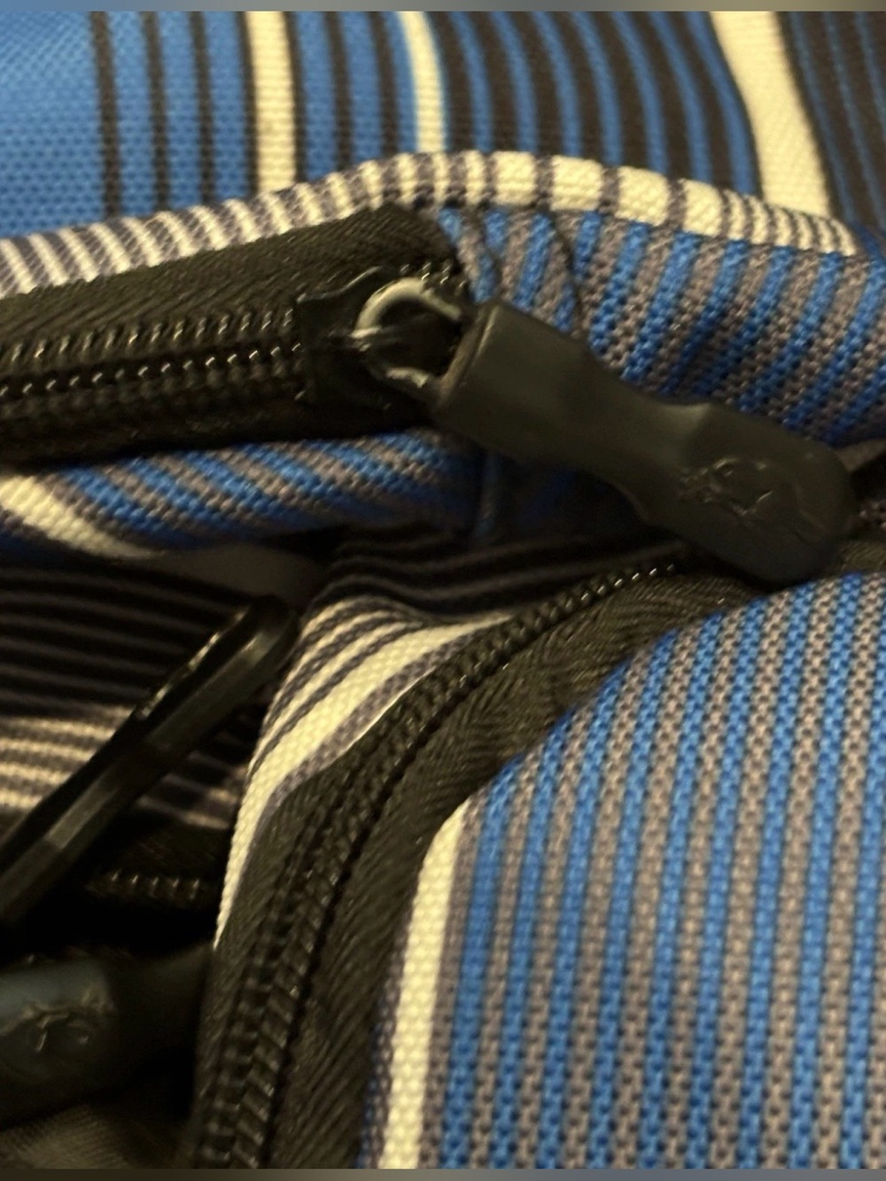 Roots Backpack Book Bag 6 Zipped Beaver Blue Striped Y2K School Canada - Picture 4 of 5